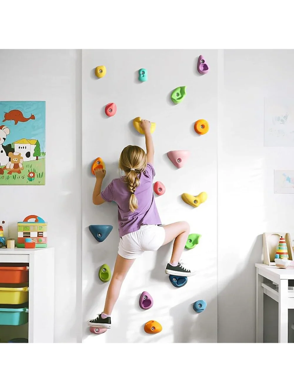 New 32Pcs Rock Climbing Holds, Multi Size Climbing Wall Grips for Kids Adults